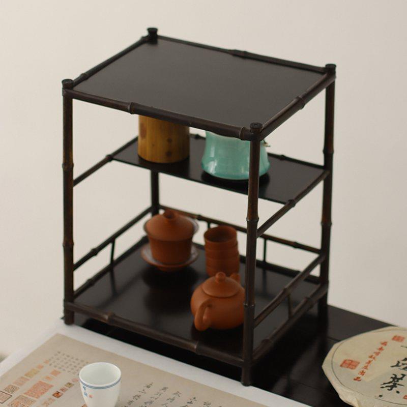 竹制 仿古 茶器展示架 老紫竹茶棚 博古架 茶具收纳 茶家具