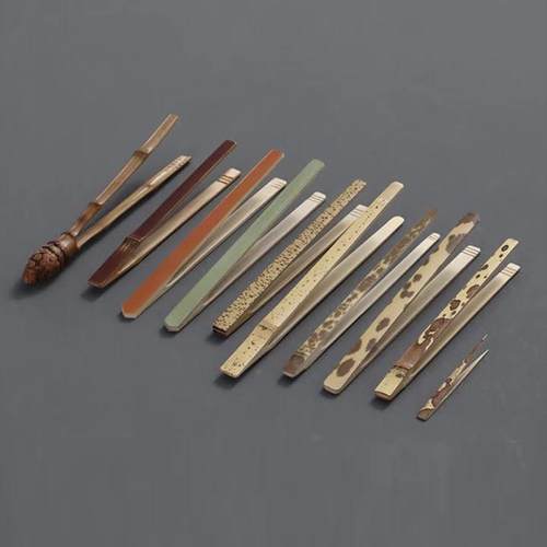 手工老煤竹制茶夹梅妃竹防烫杯夹竹镊子 功夫茶具配件茶道六君子