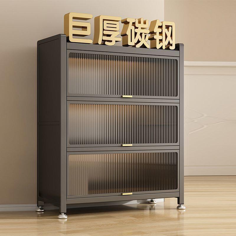 钢制鞋柜家居轮子多层带盖鞋架超高鞋柜隔潮鞋架加厚防霉防潮