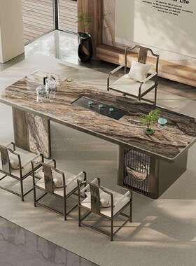 茶格雅大师新款岩板茶嵌OSU桌椅组合新中式烧水壶一入体式全自动