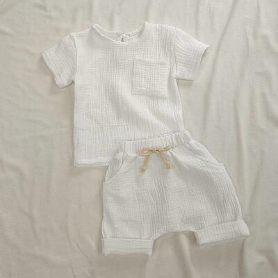 Organic Cotton Baby Clothes Set Summer Casual Tops Shorts Fo