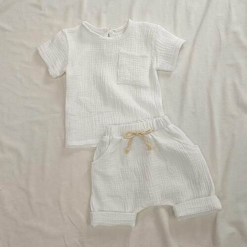 Organic Cotton Baby Clothes Set Summer Casual Tops Shorts Fo