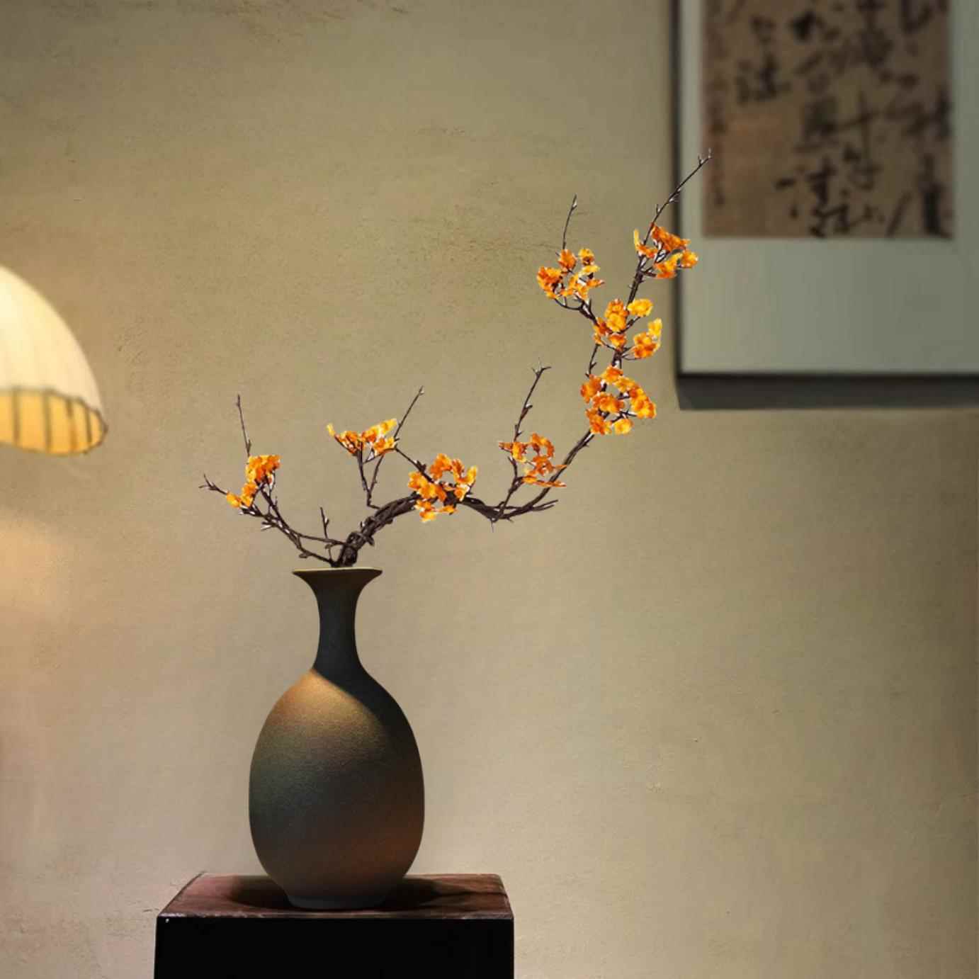 高档新中花瓶式陶瓷仿古侘寂茶室玄禅民宿桌意面装饰插花景德镇摆