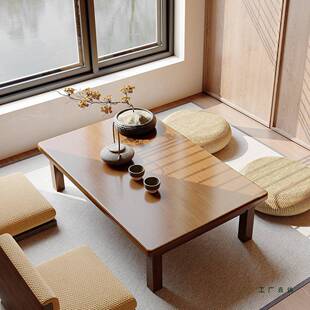 小桌子阳台小型榻榻米茶几飘窗茶桌实木长方形床上桌结实写作业桌