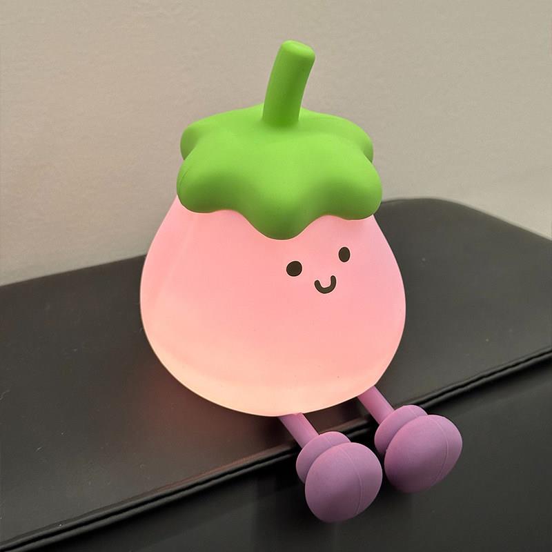 ONE 新款创意茄茄小夜灯卧室伴睡气氛灯婴儿哺乳充电矽胶拍拍灯