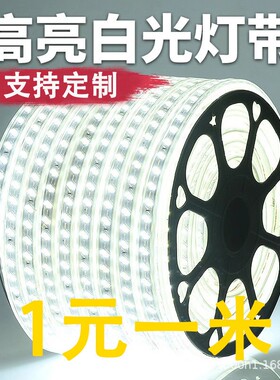 家用户外防水led灯带条超高亮白光灯带室外外墙工地隧道照明220V