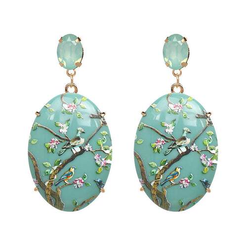 Cross Border Women Resin Exaggerated Print Earring Jewelry