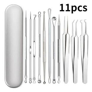 11Pcs Ingrown Hair Tweezers Acne Blackhead Removal Needles