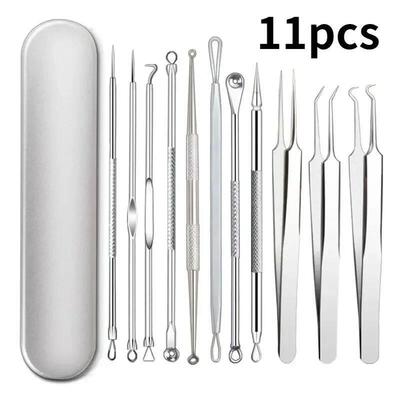 11Pcs Ingrown Hair Tweezers Acne Blackhead Removal Needles