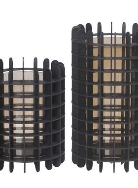 意式极简花瓶花器摆件插花客厅金属网格个性创意售楼部样板房装饰