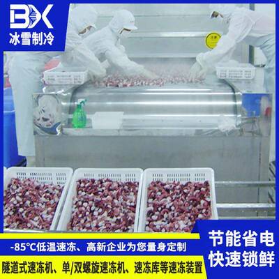 流态化隧道式速冻机 大型海产品蛤蜊速冻设备 全自动急速冷冻机