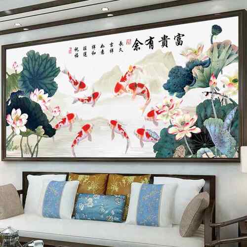 TM6274215d钻石画2025年砖新鱼款满钻客九图荷花十字绣点贴秀粘厅