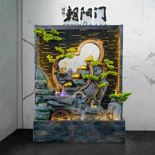 水墙流水YWA屏风假山喷泉客循环水景装葫芦饰招财风水轮厅落地摆