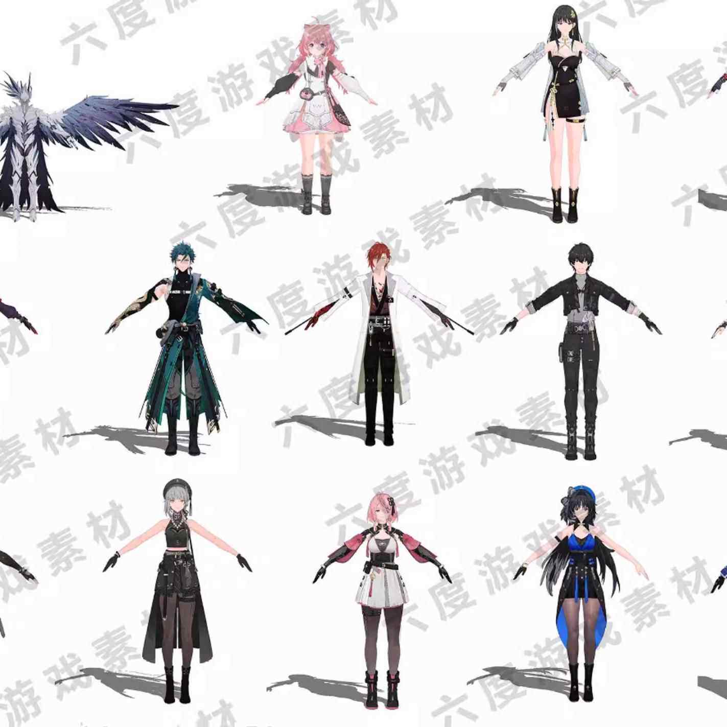 鸣潮人物角色模型FBX带骨骼绑定Blender源文件工程3D模型合集图片