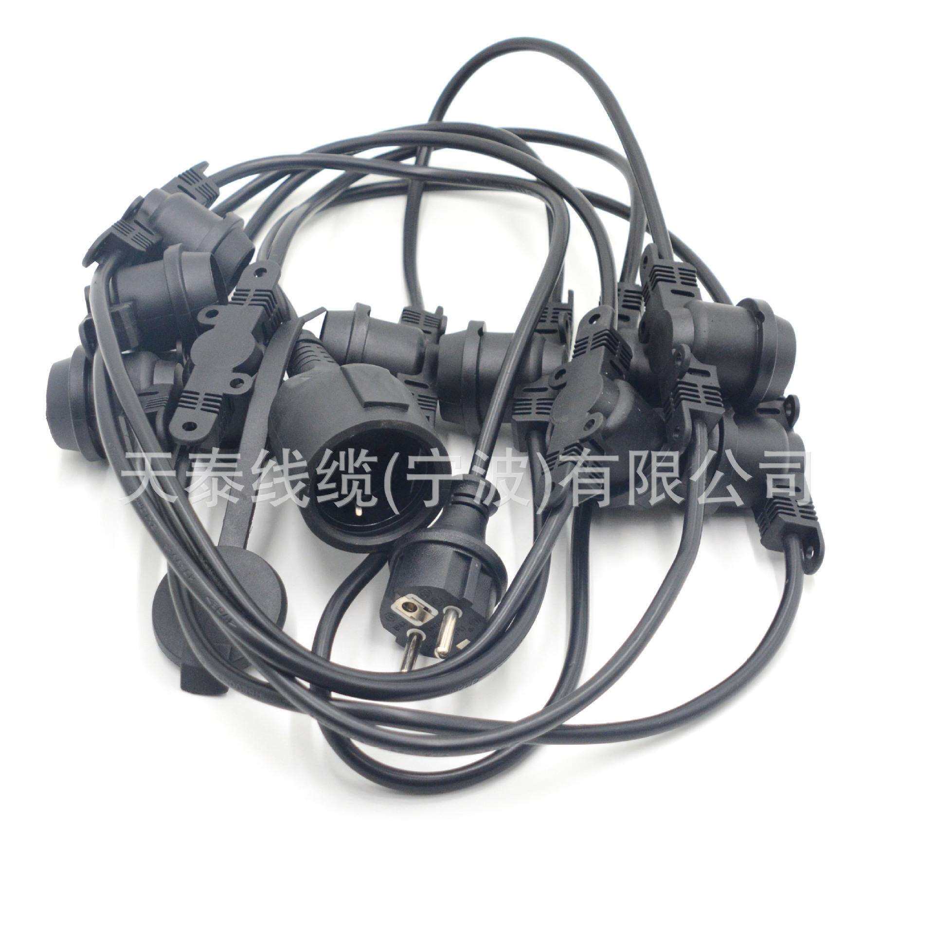 欧规E27灯座灯串线欧规照明线户外防水灯具线火龙果灯串灯头线