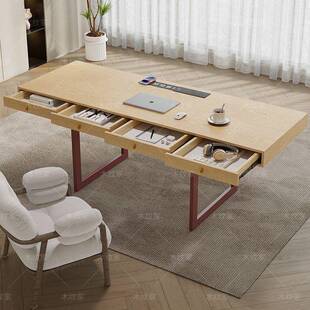 北欧现代简约实木家用办公桌书桌客厅长桌子书房电脑桌原木色书桌