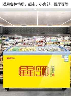 星型星冰柜商雪糕柜冷冻冰淇ZZ101278淋展示柜玻璃用门小箱冰冷柜