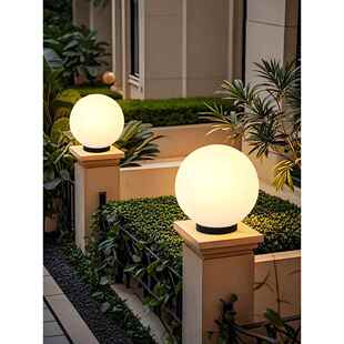 太阳能庭院灯柱头灯户外圆球月亮柱灯花园围墙柱子门柱墙头灯防水