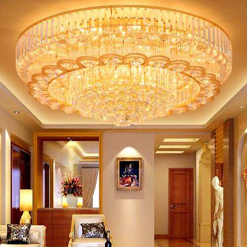 现代简约大气圆形客厅灯温馨LED卧室吸顶灯家居装修餐厅水晶灯具