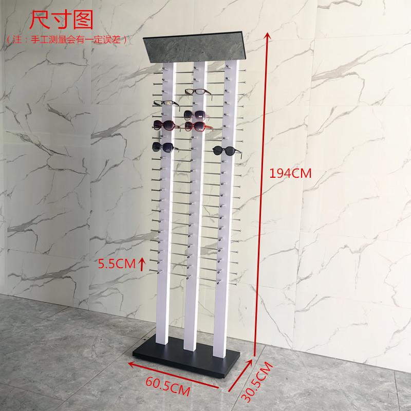 新款落地木质太阳眼镜货架展示架三排60付白色眼镜展示柜货架创意