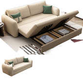 沙发床两用可折叠推拉伸缩小户型多功能一体客厅单双人储物奶油风