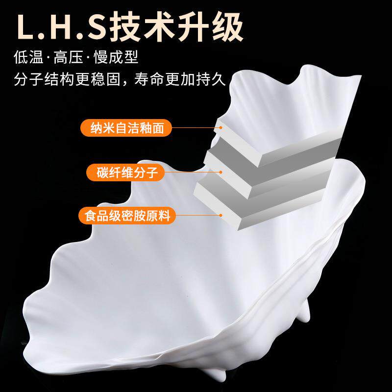 刺身盘商用海鲜姿造盘子三文鱼摆盘装饰密胺贝壳型刺生干冰盘