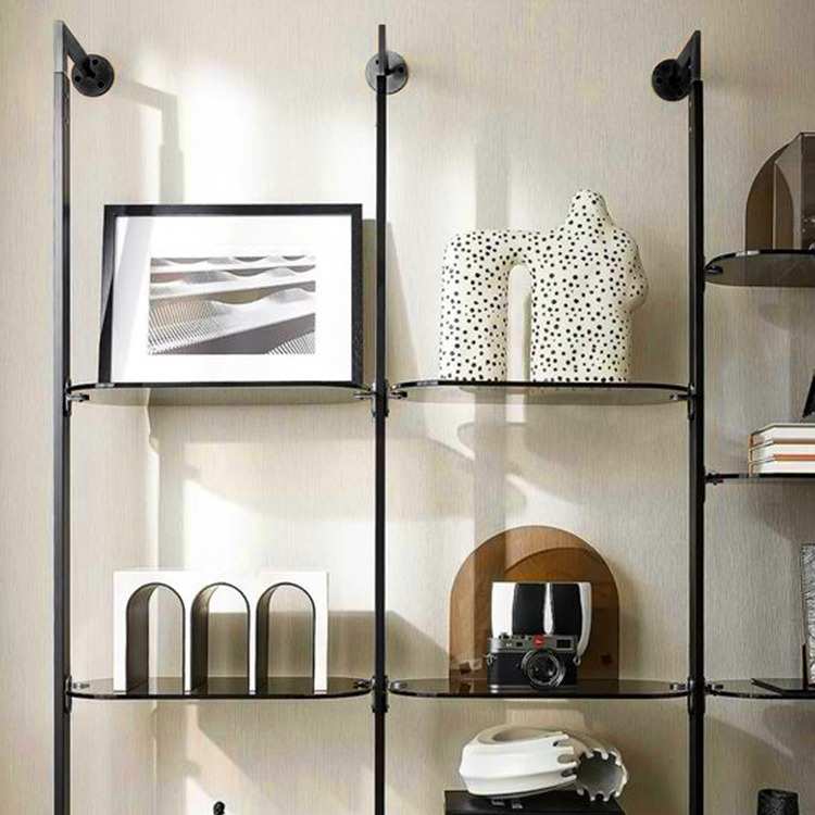 中古简约书架玻璃隔板落地展示陈列设计师款收纳架隔断屏风展示架