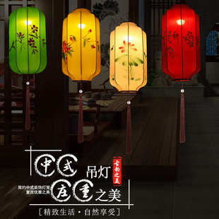 古风布艺飞碟吊灯手工绘画中国风灯具酒店开业农庄室内宫灯 新中式