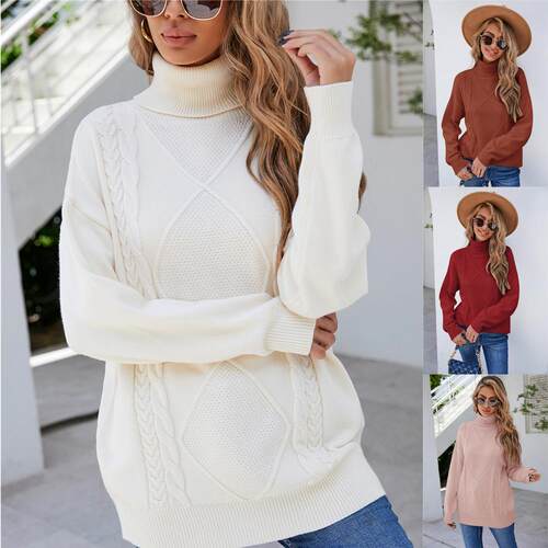 High Neck Women's Sweater Pullover Fried Dough Twists