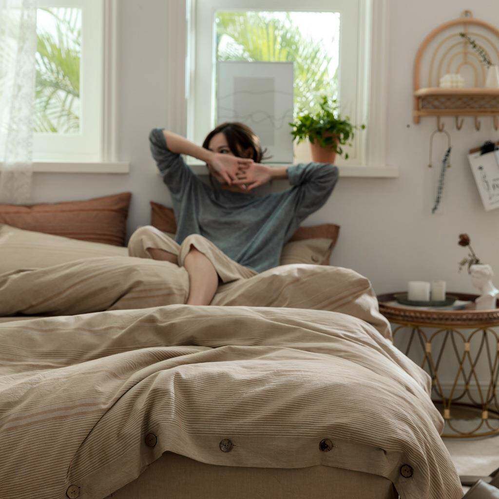 A类全棉水洗棉四件套纯色提花三件套纽扣款民宿套件酒店床单纯棉