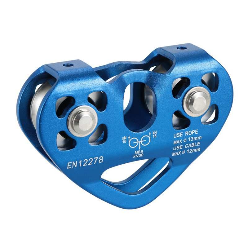 30KN户外攀岩爱心双轴双滑轮高空缆车索道快速爬升轴承滑轮