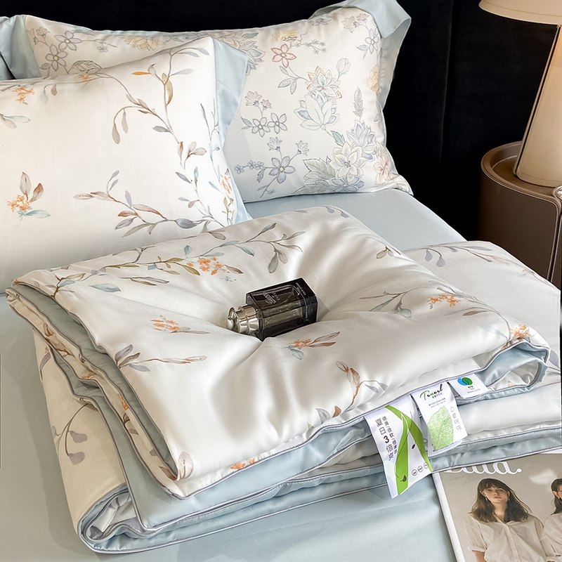 支双面丝天空调夏子丝水洗凉四件套机可冰洗感100被薄被夏凉被,床上用品,化纤被,淘宝优惠券,粉丝福利购,淘宝优惠卷