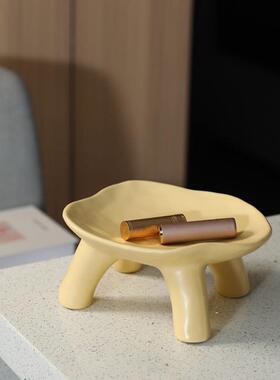n奶油is风瓷首饰盘子客厅玄关陶钥匙收纳盘桌面PRT托盘软装饰品摆