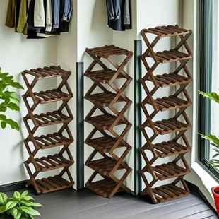 免安装折叠架子鞋架门口家用多层小型宿舍窄小置物架鞋柜收纳竹制