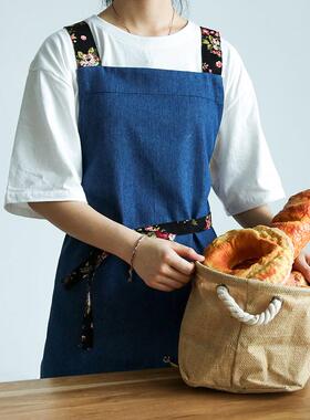 围裙女理发店网咖奶茶花店餐厅服务员工作服印字logo家用厨房烘焙