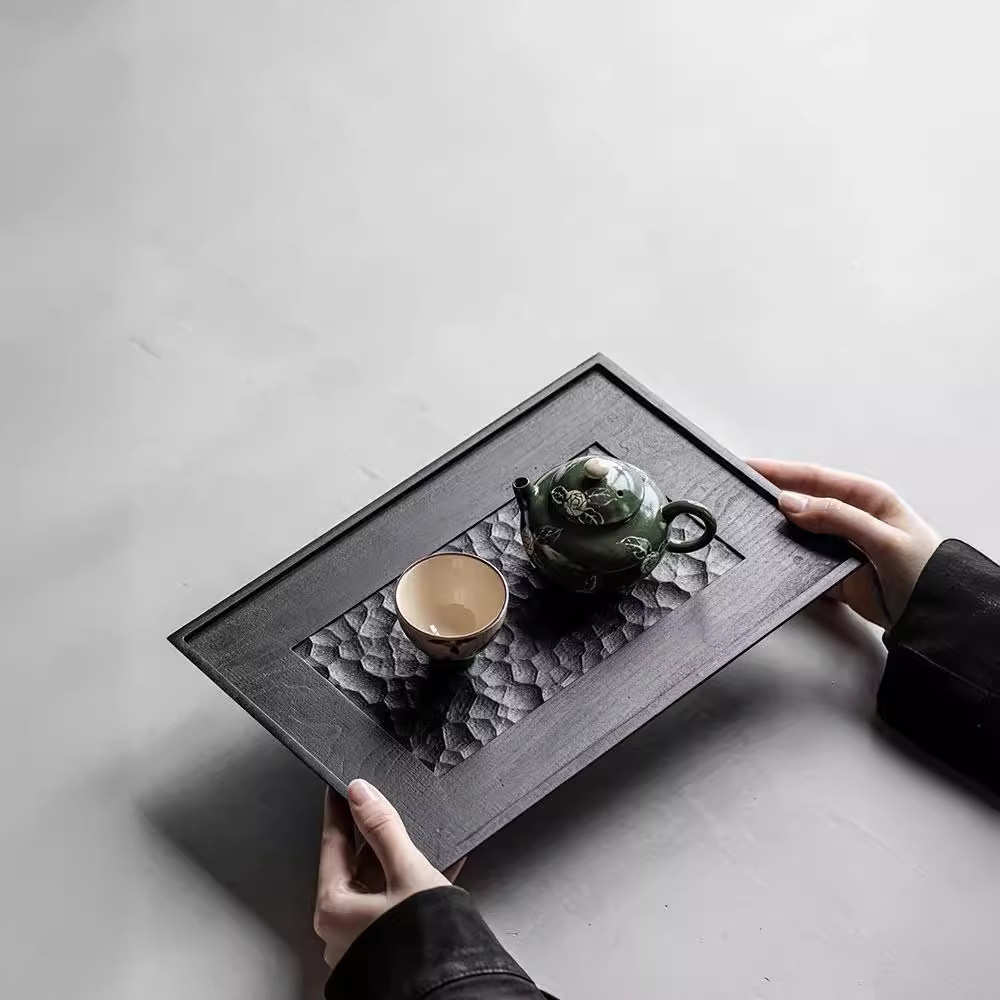 炭烧白蜡木实木小茶台干泡茶托盘手工托盘整木干泡盘壶承