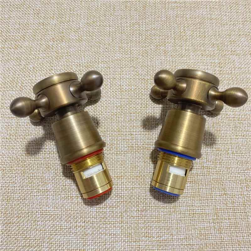 全铜水龙头手柄十字梅花手轮彷古双把龙头阀芯冷热水淋浴花洒配件