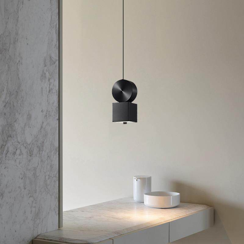 全铜意式极简 卧室床头小吊灯简约设计师现代创意方形客厅吧台灯