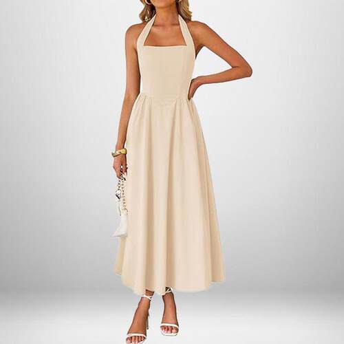 Women's Plain Pocket Zipper Back Dress Casual Sleeveless