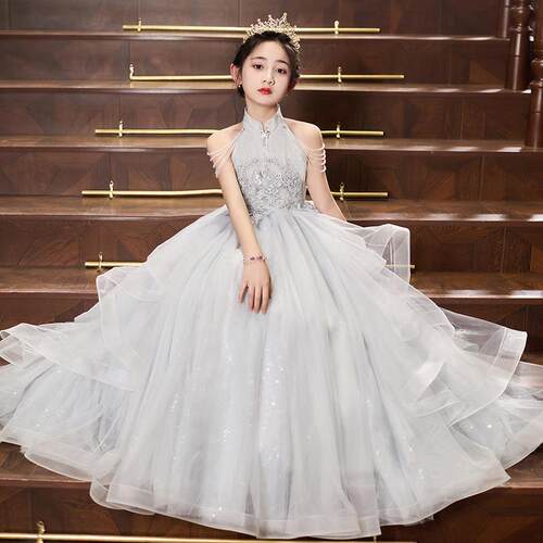 儿童礼服女童高端轻奢小众生日公主裙花童主持人钢琴演奏演出服夏