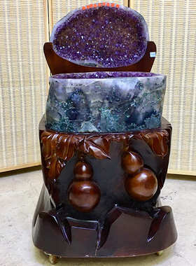 实体批发天然巴西乌拉圭紫晶对洞摆件 紫水晶洞水晶簇钱袋子礼品