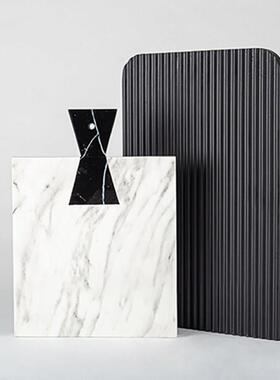 现代简约黑白大理石纹砧板摆件样板间桌面收纳陈设工艺品家居饰品