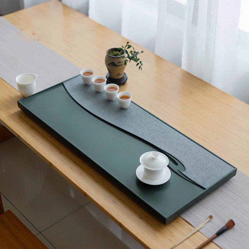 用天然天天罗绿否罗绿茶盘石头公茶台家简约海高档茶办茶盘茶具套