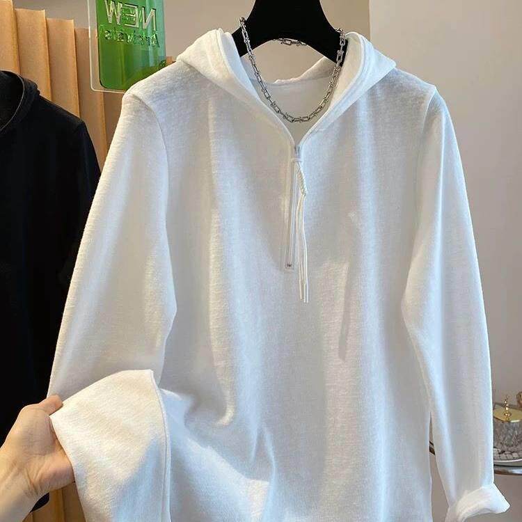 好货胖MM大码200斤轻薄雪花棉半拉链连帽长袖T恤女春秋季宽松大版