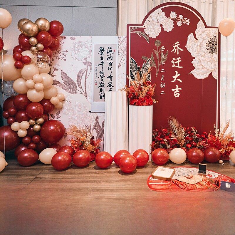 新中式乔迁宴喜庆用品定制背景墙气球装饰仪式感满满房间布置kt板