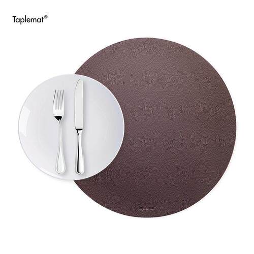 Taplemat矽胶餐垫圆形皮革纹理防油防水西餐垫隔热防滑桌垫食品级