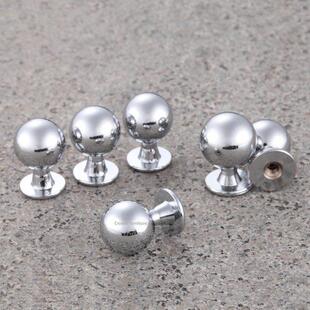 抽屉衣橱柜把手小拉手实心银色拉手柜门圆形单孔亮光4MM孔配螺丝