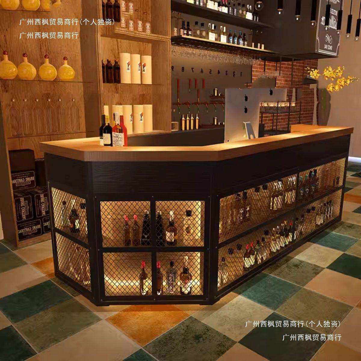 工业风收银台酒吧吧台桌烧烤店餐厅前台餐饮转角店铺小型柜台吧台
