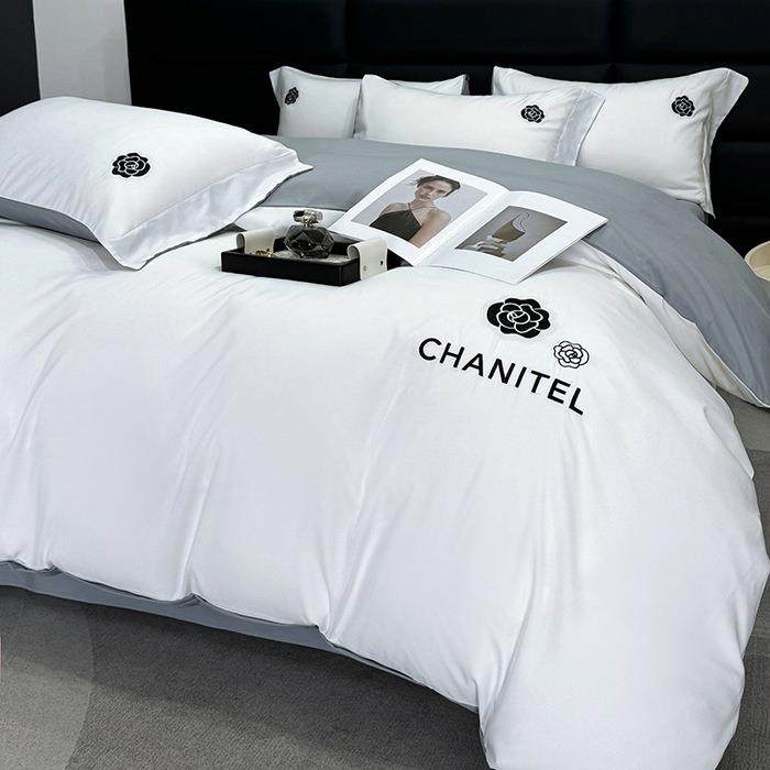 爆款外贸新款轻奢刺绣超柔水洗棉磨毛四件套山茶花床单款床笠套件