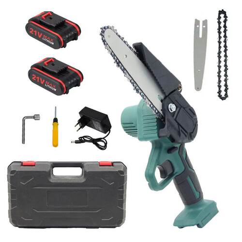 6寸 21V 充电式电链锯 家用型手持伐木砍树锯 手提锂电锯园林工具